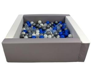 Velinda Swimming Pool with 300 Coloured Squares Imitation Leather 5 Elements Child Play (Colour Pool/Balls: White, Grey/Pearl White, Transparent, Blue, Silver)