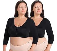 VELISDE Plus Size Women's Arm Shaper Tops Arm Lift Slimmer Compression Sleeves Support Garment Post Surgical Corrector, Black+black, XL