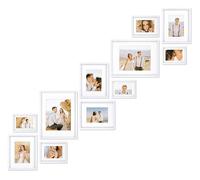 Velista 11 Piece Stair Picture Frame Set for Wall - Shadow Box Stairwell Gallery Wall Frame Set -Stairway Décor for Walls - Ladder Picture Frames 4x6, 5x7, and 8x10 in - Staircase Wall Décor (White)