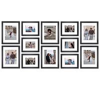 VELISTA 12 Piece Large Rectangle Gallery Wall Frame Set - Picture Frame Set with Mat for Wall Collage made of Engineered Wood - Assorted 8x10 and 11x14 in Black Photo Frames
