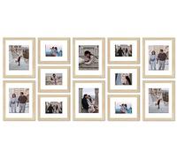 VELISTA 12 Piece Large Rectangle Gallery Wall Frame Set - Rustic Photo Frame Set with Mat 8x10/11x14" - Picture Frame Set for Wall Collage made of Composite Wood - Farmhouse Assorted Picture