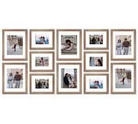 VELISTA 12 Piece Rectangle Gallery Wall Frame Set - Rustic Photo Frame Set with Mat 8x10/11x14" - Picture Frame Set for Wall Collage made of Engineered Wood - Farmhouse Assorted Picture Frames