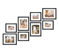 Velista 8 Piece Stair Picture Frame Set for Wall Collage - Stairwell Gallery Wall Frame Set -Stairway Décor for Walls - Ladder Picture Frames with Mat 5x7 and 8x10 in - Staircase Wall Décor (Black)