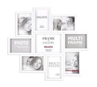 Velista 9 Opening Family Picture Frame Collage for Wall Décor - Premium Modern Multiple Photo Frame Made of Engineered Wood with Plexiglass Front (White)