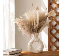 VELISTRO White Ceramic Ribbed Vases, Tall 8.2 inches / 20 CM, Flower Vase Modern Home Decor, Decorative Flowers Vase for Wedding Dinner Table Office Bedroom, Home Decoration for Fresh & Dried Flowers