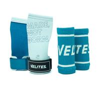 Velites Quad Pro Chalk Hand Grips for CrossFit, Size XL, Light Blue