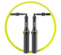 Velites Weighted Jump Rope for Crosstraining, Boxing and Fitness Earth 2.0 - Ideal for Maximizing Muscle Strength | Aluminium Rope (Black)