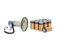 Velleman MP25SFM Power Megaphone, 25 W, Multi-Colour & Amazon Basics C Cell 1.5 Volt Everyday Alkaline Batteries - Pack of 12 (Appearance may vary)