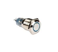 Velleman R1600B SPDT 1NO 1NC Round Metal Blue Ring Push Button, Multi-Colour