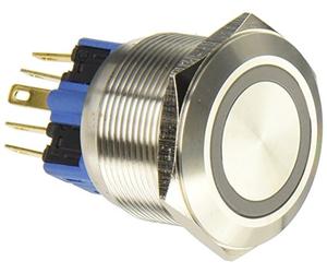 Velleman R2000 DPST 1NO 1NC Flat Stainless Steel Push Button, Multi-Colour