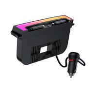 Vellhezy USB Hub for Tesla Model Y Juniper 2025-2026 & Model 3 Highland 2024-2025 Accessories, 120W USB-C Fast Charging with Retractable Cables, 2-Port Built in RGB Ambient Light fit Center Console