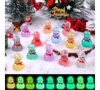 Vellibring 48 Pcs Christmas Mini Luminous Resin Snowman, 9 Colors Mini Resin Snowman Tiny Little Small Snowmen Glow in The Dark for Dollhouse Micro Fairy Garden Decor Christmas Fillers Party Favors