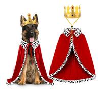 Vellibring Halloween Dog King Cloak Costume,Cute Funny Halloween Dog King Cape with Crown Adjustable Pet King Cloak for Large Dogs Cats Cosplay Party Supplies Accessories (L)