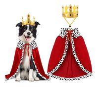 Vellibring Halloween Dog King Cloak Costume,Cute Funny Halloween Dog King Cape with Crown Adjustable Pet King Cloak for Medium Dogs Large Cats Cosplay Party Supplies Accessories（M）