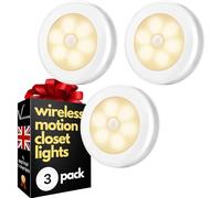 vellichor 3 Pack motion sensor wireless light for wardrobes cupboards and under stairs closets Battery Powered LED warm white lamp with automatic on off kitchen, bedroom, bathroom, garage, shed, loft