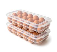 Vellichor Europe 2-Pack Egg Storage Containers with Lids - Clear Plastic Egg Holders for Fridge - Stackable Egg Trays - Keep Your Eggs Fresh and Organized - Holds up to 36 Eggs