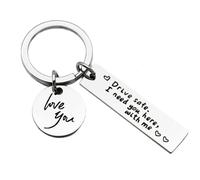 Vellichor Europe Premium Stainless Steel Keychain with Gift Box Drive Safe, I need you here with me A Thoughtful Reminder of Love and Safety - Ideal for Anniversaries, Birthdays, and More!