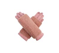 Vellin Women's 2-in-1 Cosy Knit Overlay Gloves in Pink
