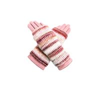 Vellin Women's 2-Piece Gloves Set - Plain Gloves & Removable Knitted Fingerless Layer in Pink