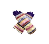 Vellin Women's 2-Piece Gloves Set - Plain Gloves & Removable Knitted Fingerless Layer in Purple