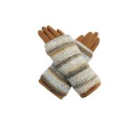 Vellin Women's 2-Piece Gloves Set - Plain Gloves & Removable Knitted Fingerless Layer in Tan