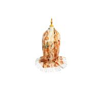 Vellin Women's Abstract Floral Print Lightweight Scarf with Tassels in Beige Vellin Beige One Size