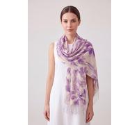 Vellin Women's Abstract Floral Print Lightweight Scarf with Tassels in Purple Vellin Purple One Size