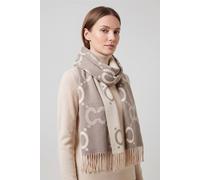 Vellin Women's All-Over Geometric Print Reversible Fringed Scarf in Beige