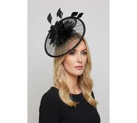 Vellin Women's Classic Disc Fascinator with Feather Flower Detail in Black