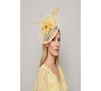 Vellin Women's Classic Disc Fascinator with Feather Flower Detail in Nude