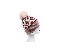 Vellin Women's Classic Knitted Diamond Pattern Pom-Pom Hat in Maroon