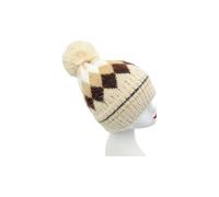 Vellin Women's Colorful Diamond-Shaped Pom Pom Hat in Beige