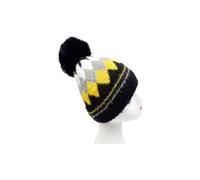 Vellin Women's Colorful Diamond-Shaped Pom Pom Hat in Black