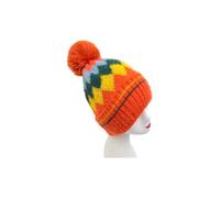 Vellin Women's Colorful Diamond-Shaped Pom Pom Hat in Orange