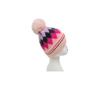 Vellin Women's Colorful Diamond-Shaped Pom Pom Hat in Pink