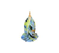 Vellin Women's Colourful Feather Print Lightweight Scarf in Blue