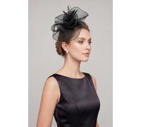 Vellin Women's Curly Sinamay Fascinator with Feather Flower in Black Vellin Black One Size