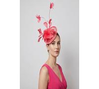 Vellin Women's Delicate Feather Stem Sinamay Fascinator in Coral