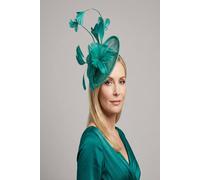 Vellin Women's Delicate Feather Stem Sinamay Fascinator in Green