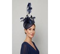 Vellin Women's Delicate Feather Stem Sinamay Fascinator in Navy