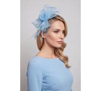 Vellin Women's Double Flower Gauze Feather Fascinator Headband in Baby Blue