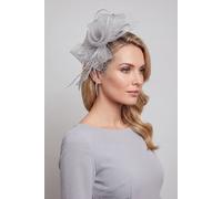 Vellin Women's Double Flower Gauze Feather Fascinator Headband in Light Grey Vellin Light Grey One Size