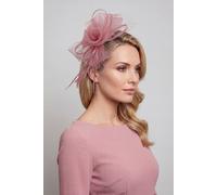 Vellin Women's Double Flower Gauze Feather Fascinator Headband in Pink