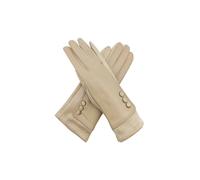 Vellin Women's Elegant Button Detail Leather-Look Gloves in Beige