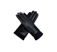 Vellin Women's Elegant Button Detail Leather-Look Gloves in Black
