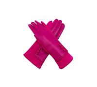 Vellin Women's Elegant Button Detail Leather-Look Gloves in Fuchsia
