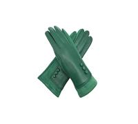 Vellin Women's Elegant Button Detail Leather-Look Gloves in Green