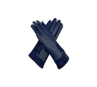 Vellin Women's Elegant Button Detail Leather-Look Gloves in Navy