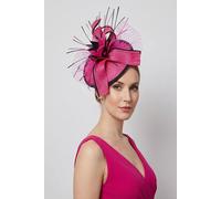 Vellin Women's Elegant Feather & Sinamay Fascinator in Fuchsia
