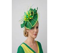 Vellin Women's Elegant Feather & Sinamay Fascinator in Green